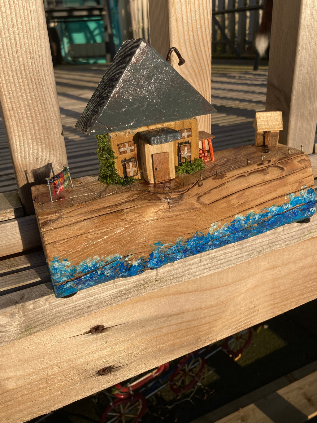 Cottage on the Cliff – Handmade Driftwood Scene