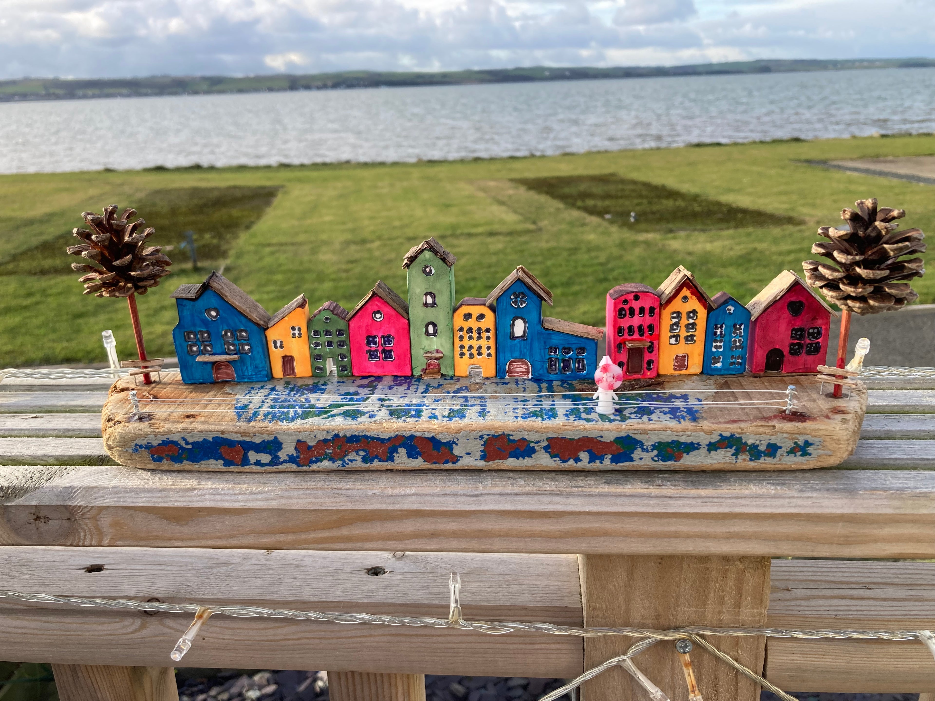 Handmade driftwood seafront village