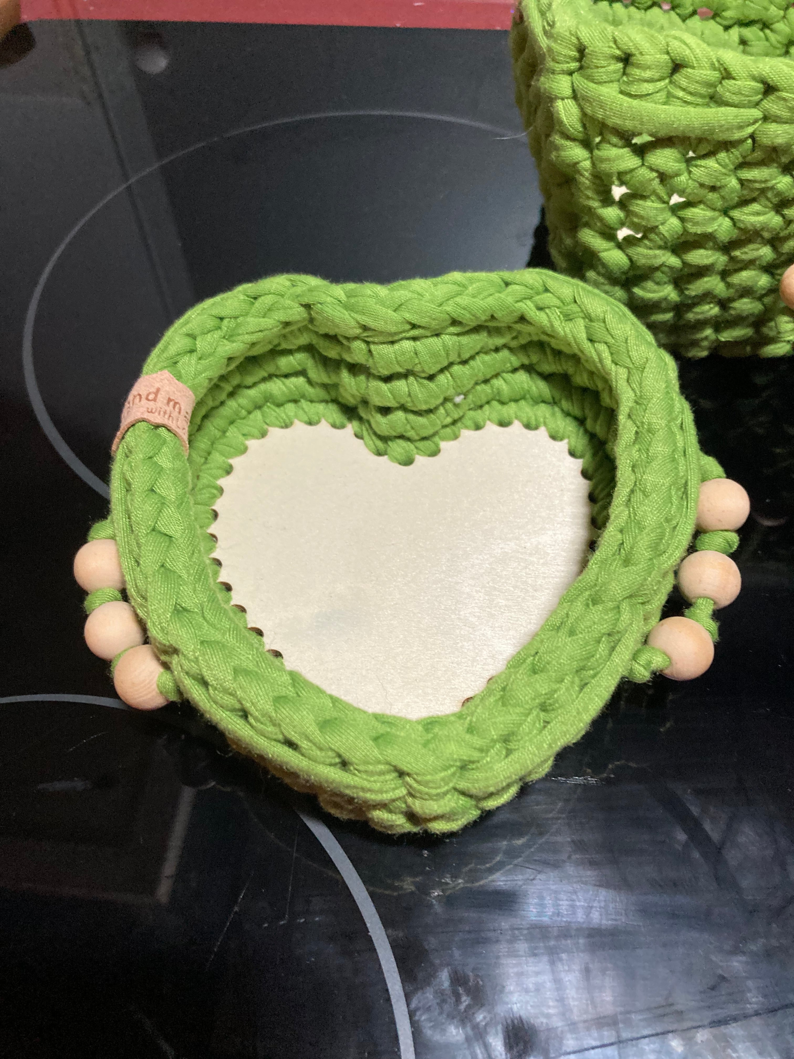Handmade Crocheted Baskets – Set of 2 with Embellishments