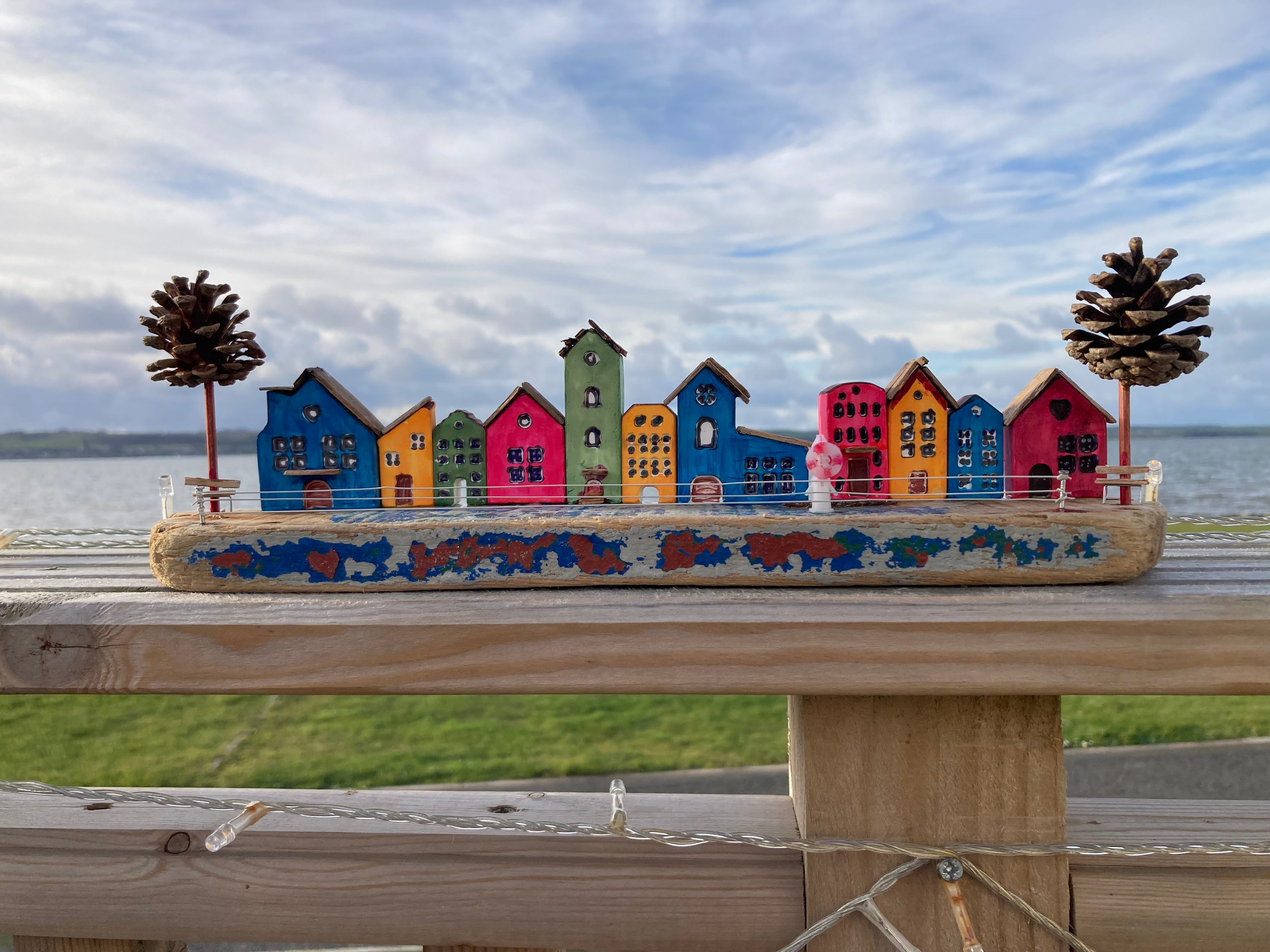 Handmade driftwood seafront village