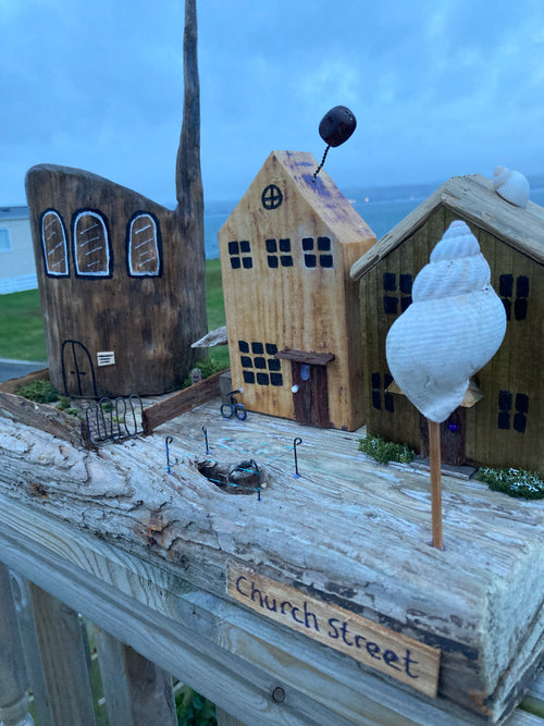 Church Street – Handmade Driftwood Village Scene