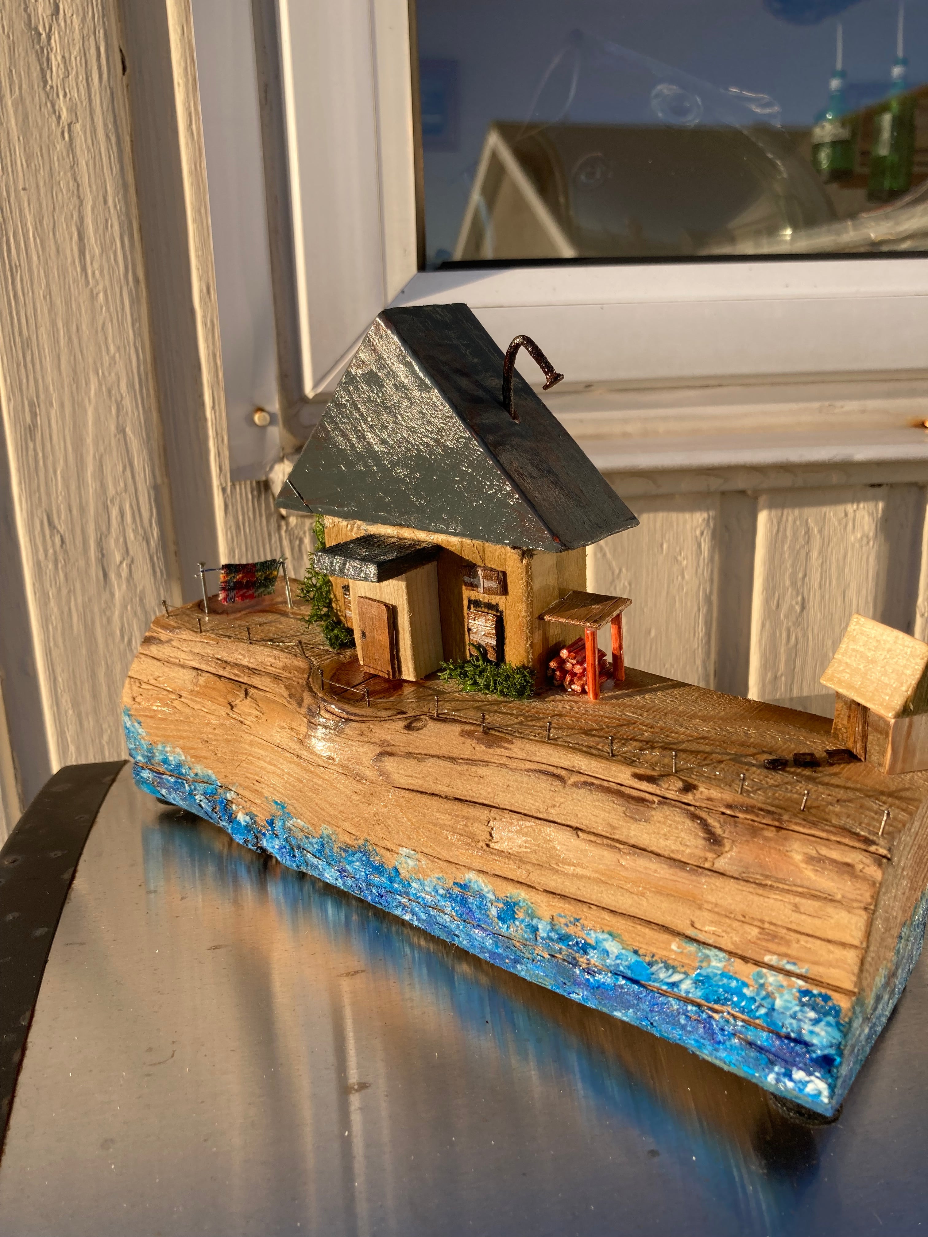 Cottage on the Cliff – Handmade Driftwood Scene