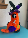 Crocheted Halloween Witch's Boot House – Handmade Decoration