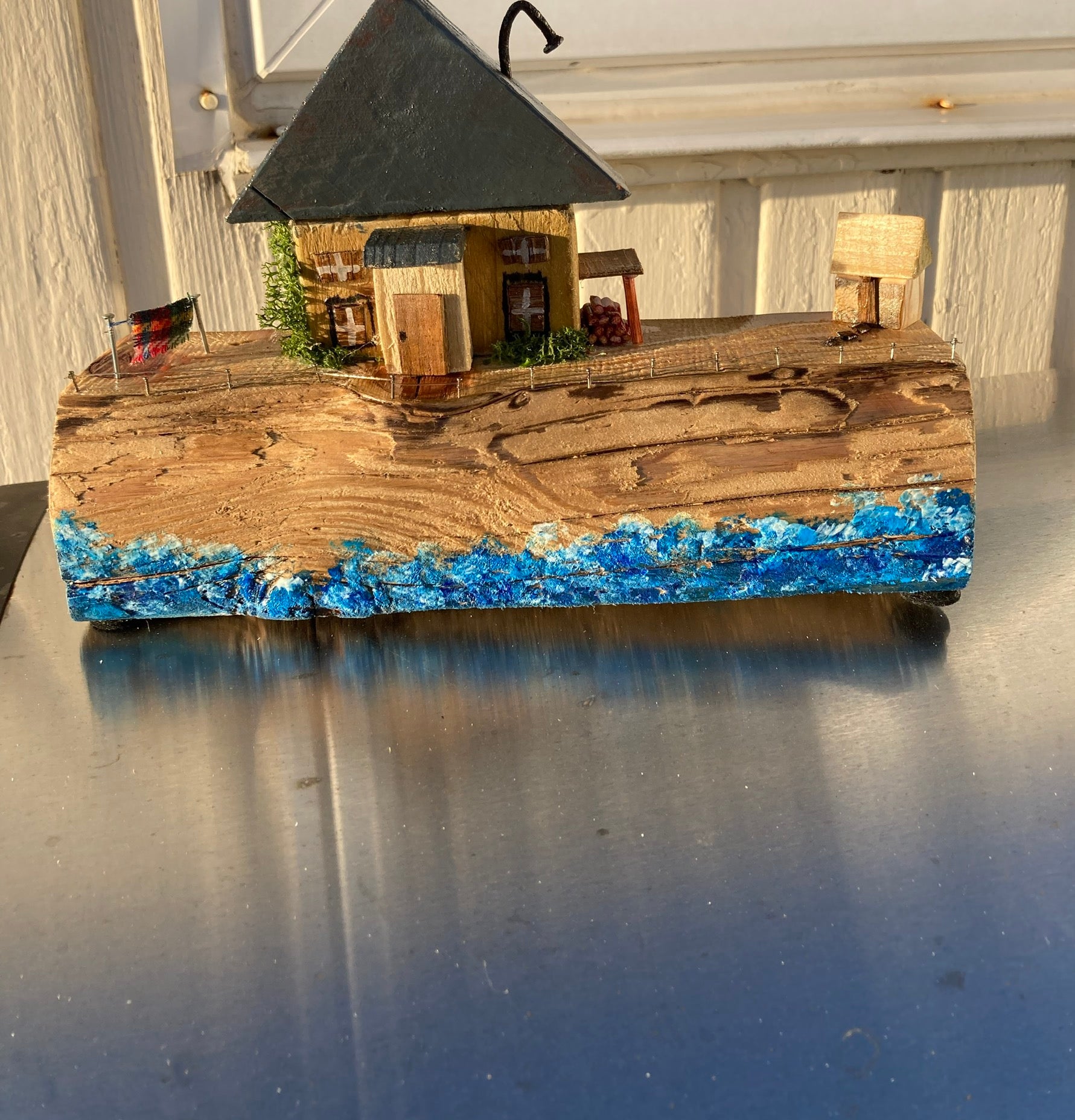 Cottage on the Cliff – Handmade Driftwood Scene