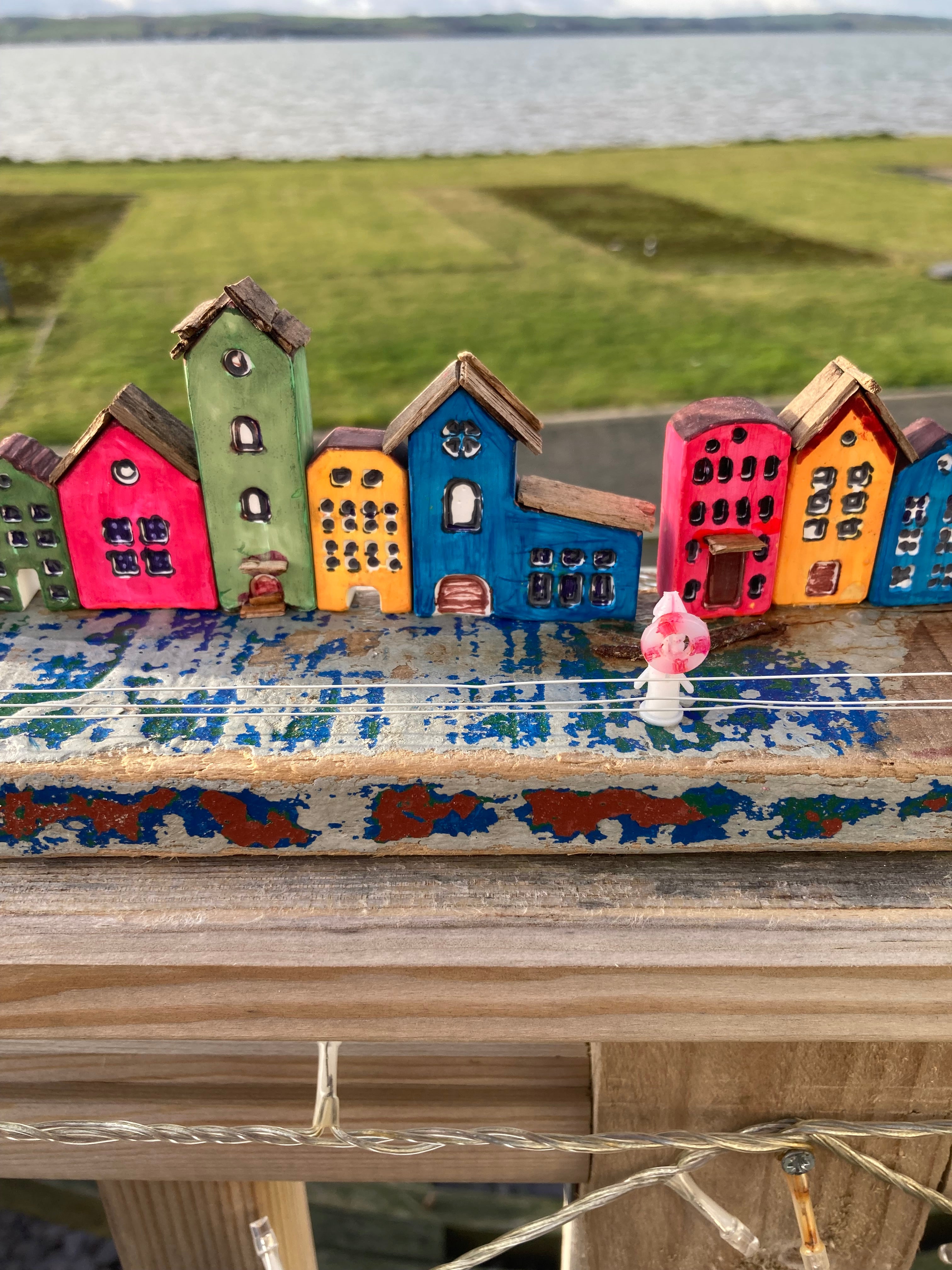 Handmade driftwood seafront village
