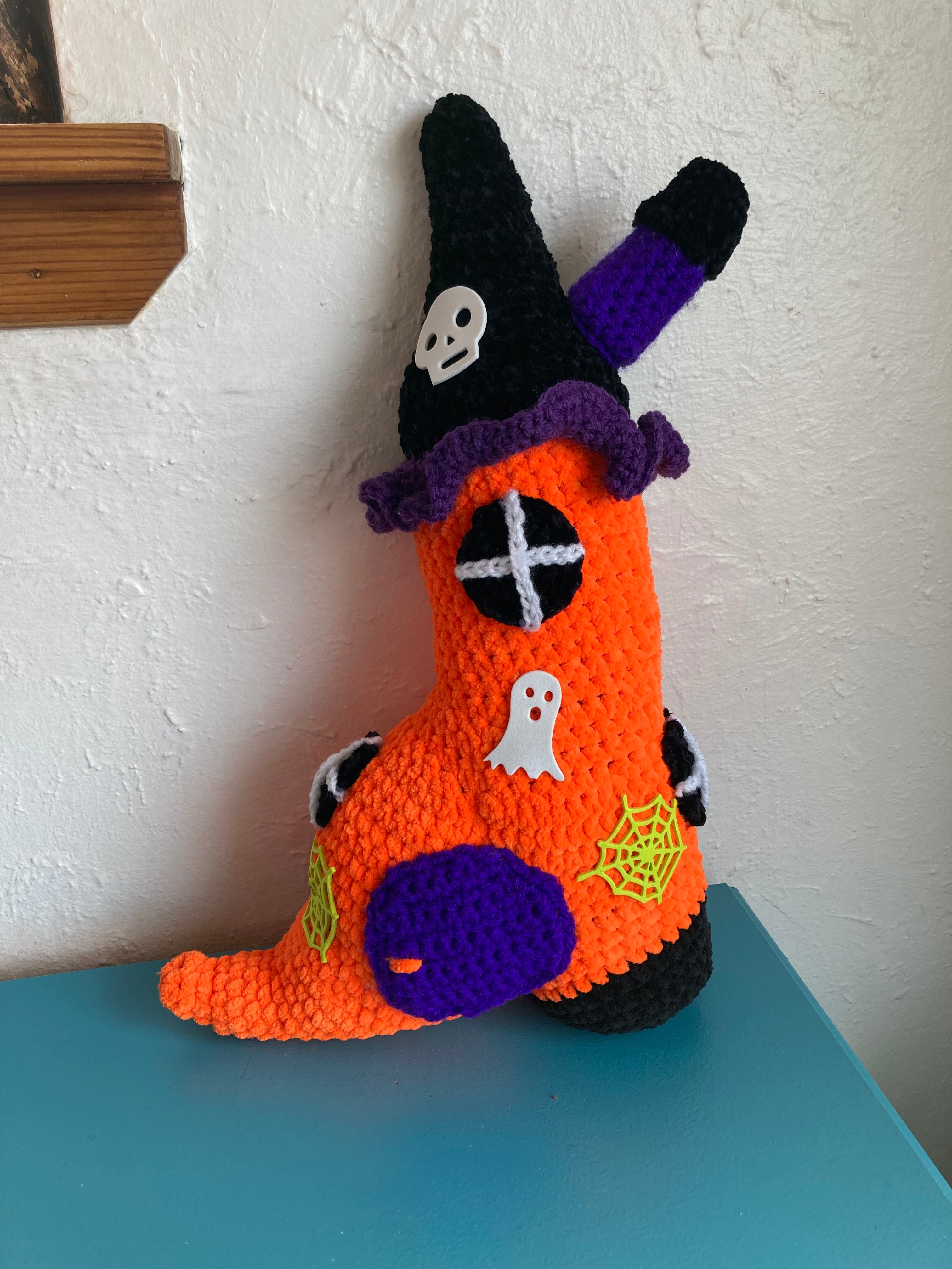 Crocheted Halloween Witch's Boot House – Handmade Decoration