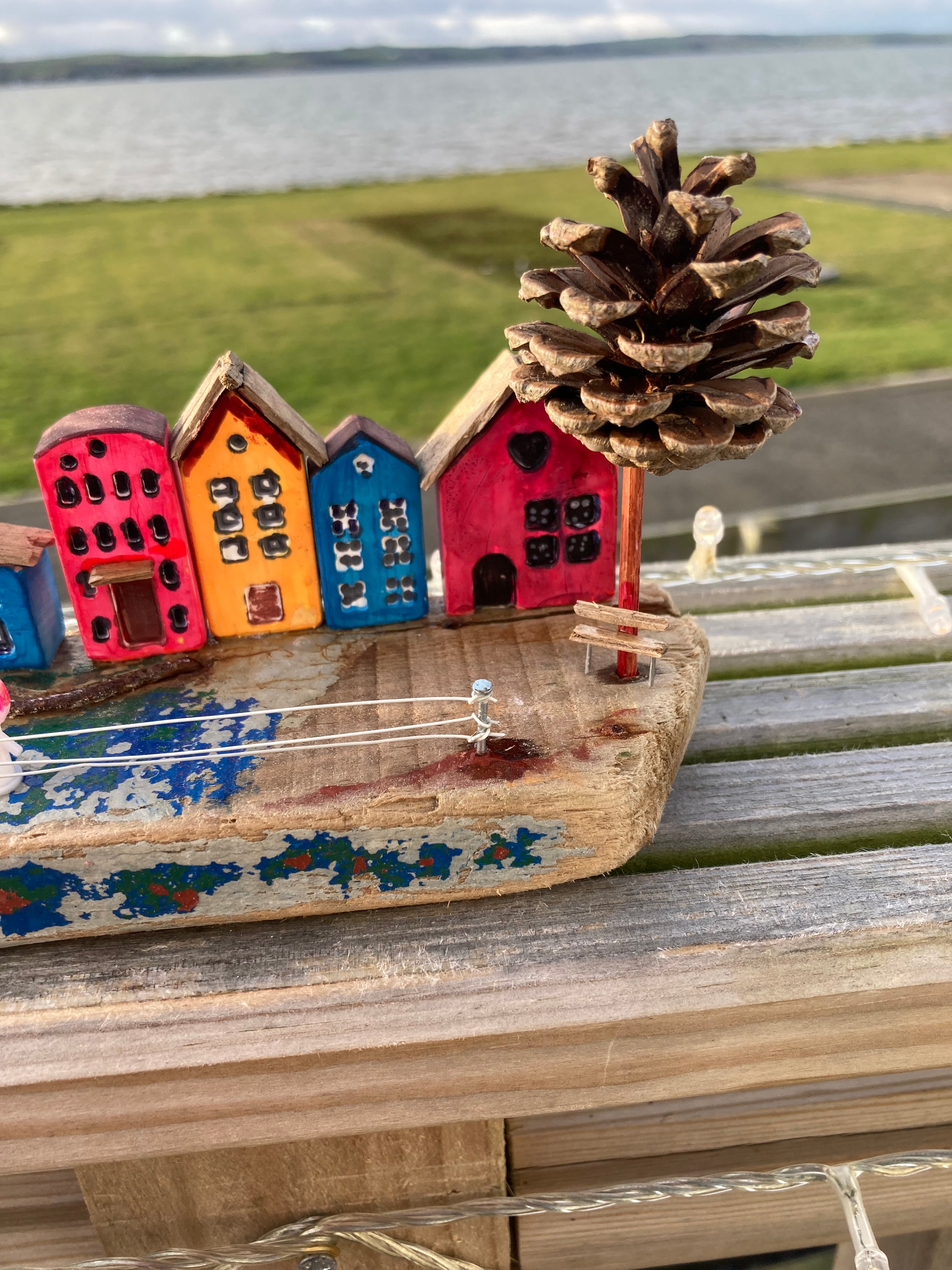 Handmade driftwood seafront village