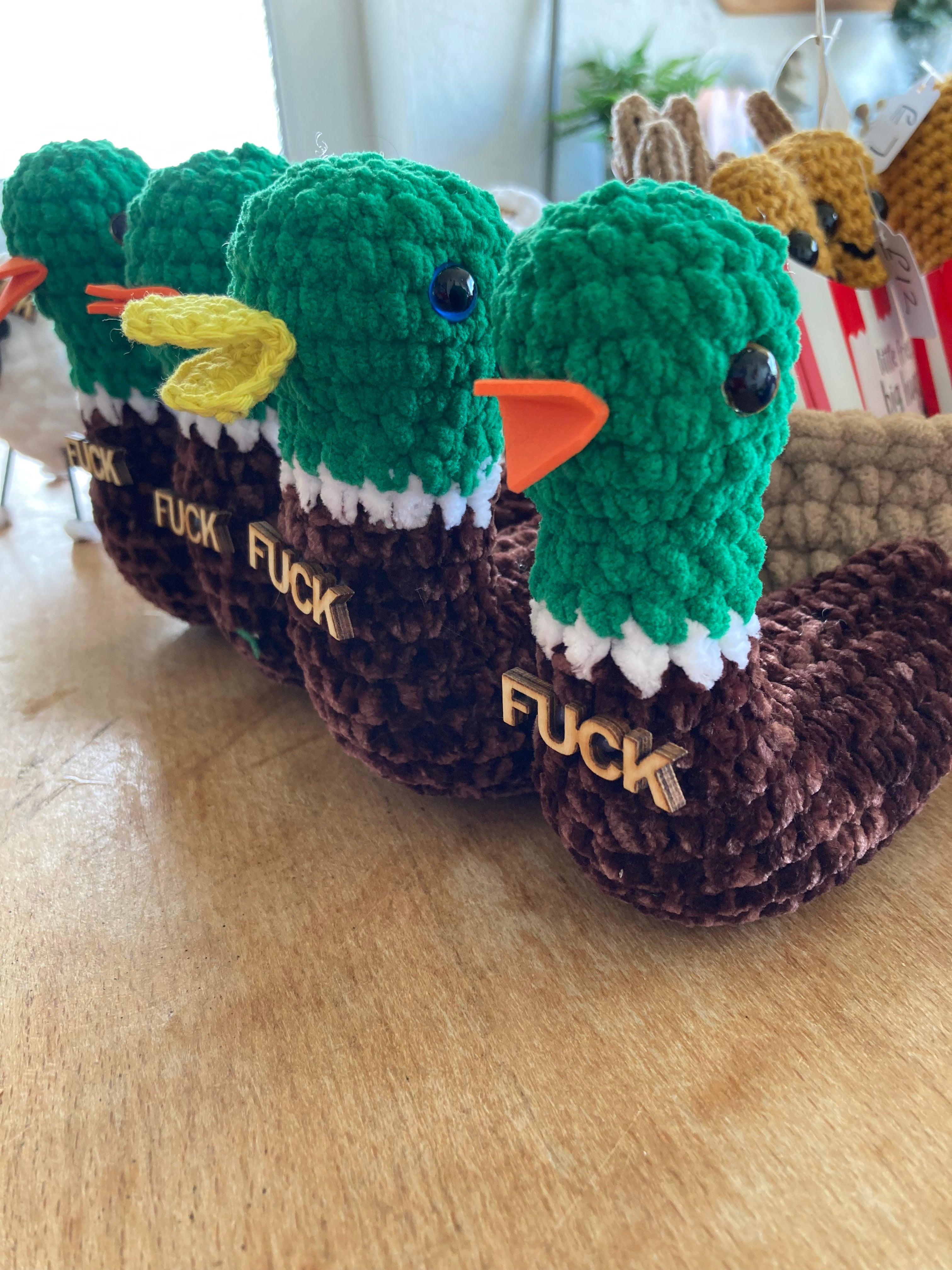 Handmade crocheted F*ck ADuck